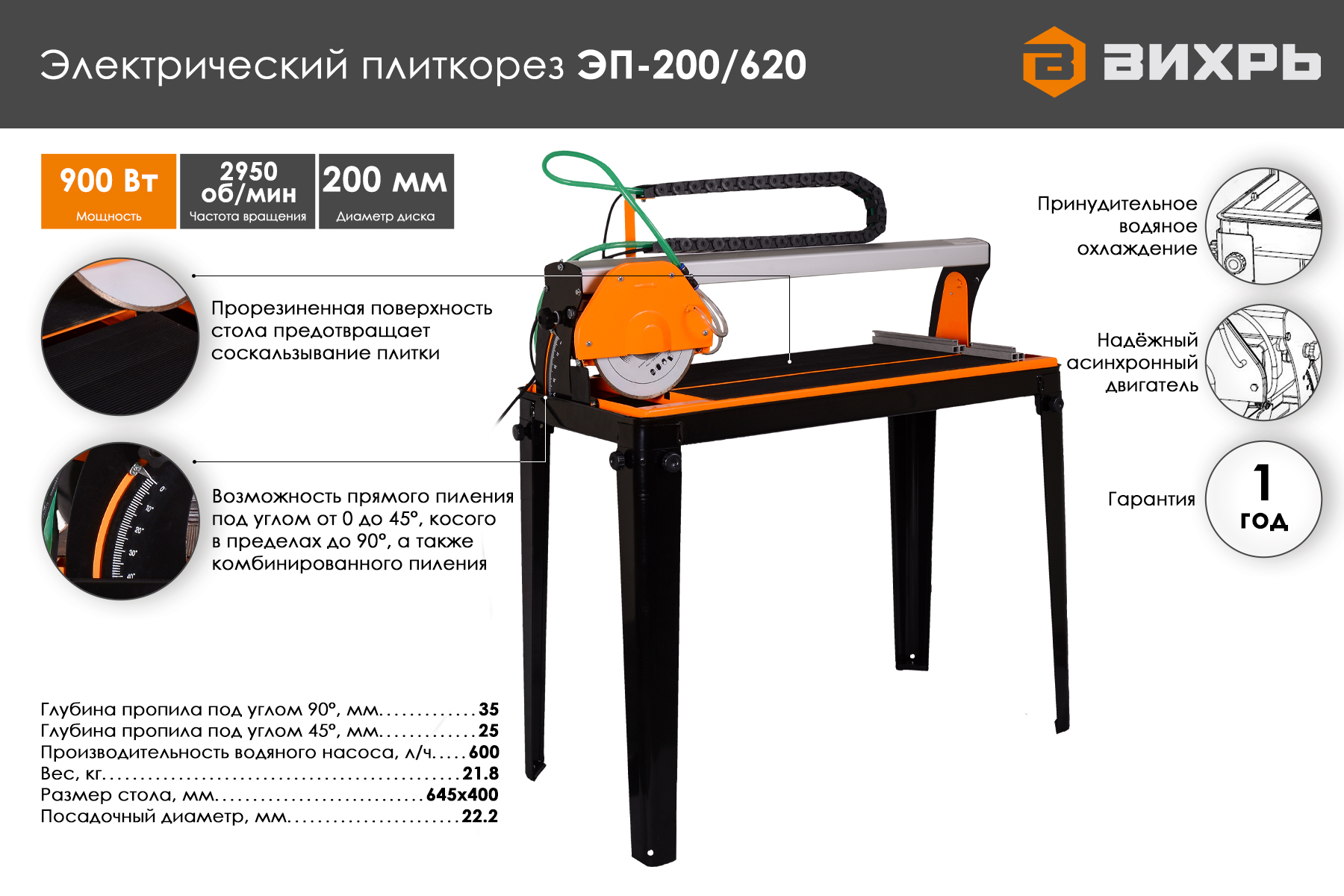 Электрический плиткорез Вихрь ЭП-200/620